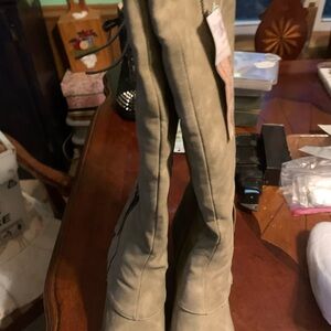 Muk Luks Taupe Over-the-Knee Suede Boots